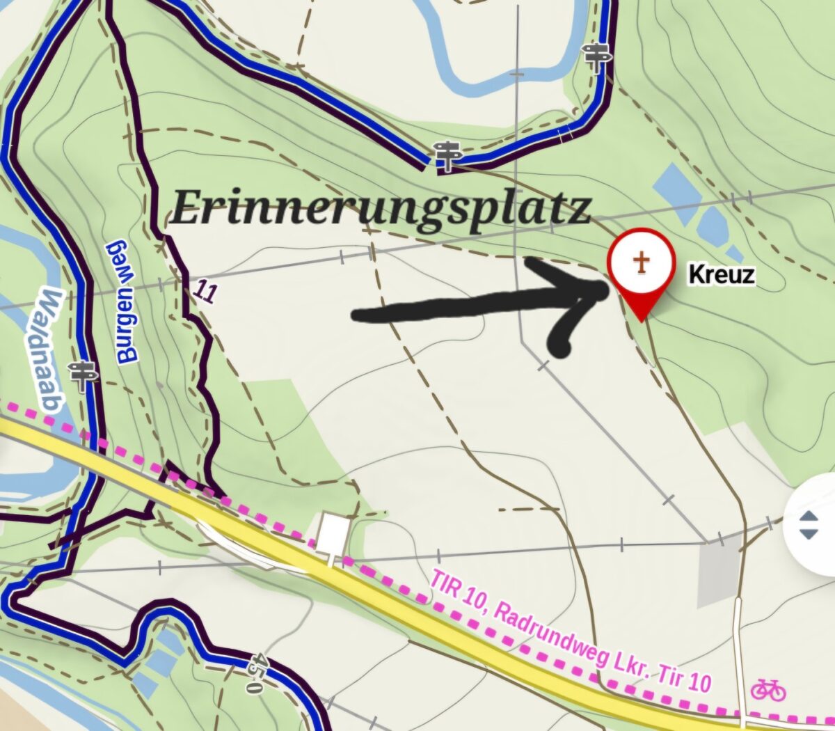 Kartenausschnitt(mapy.com)